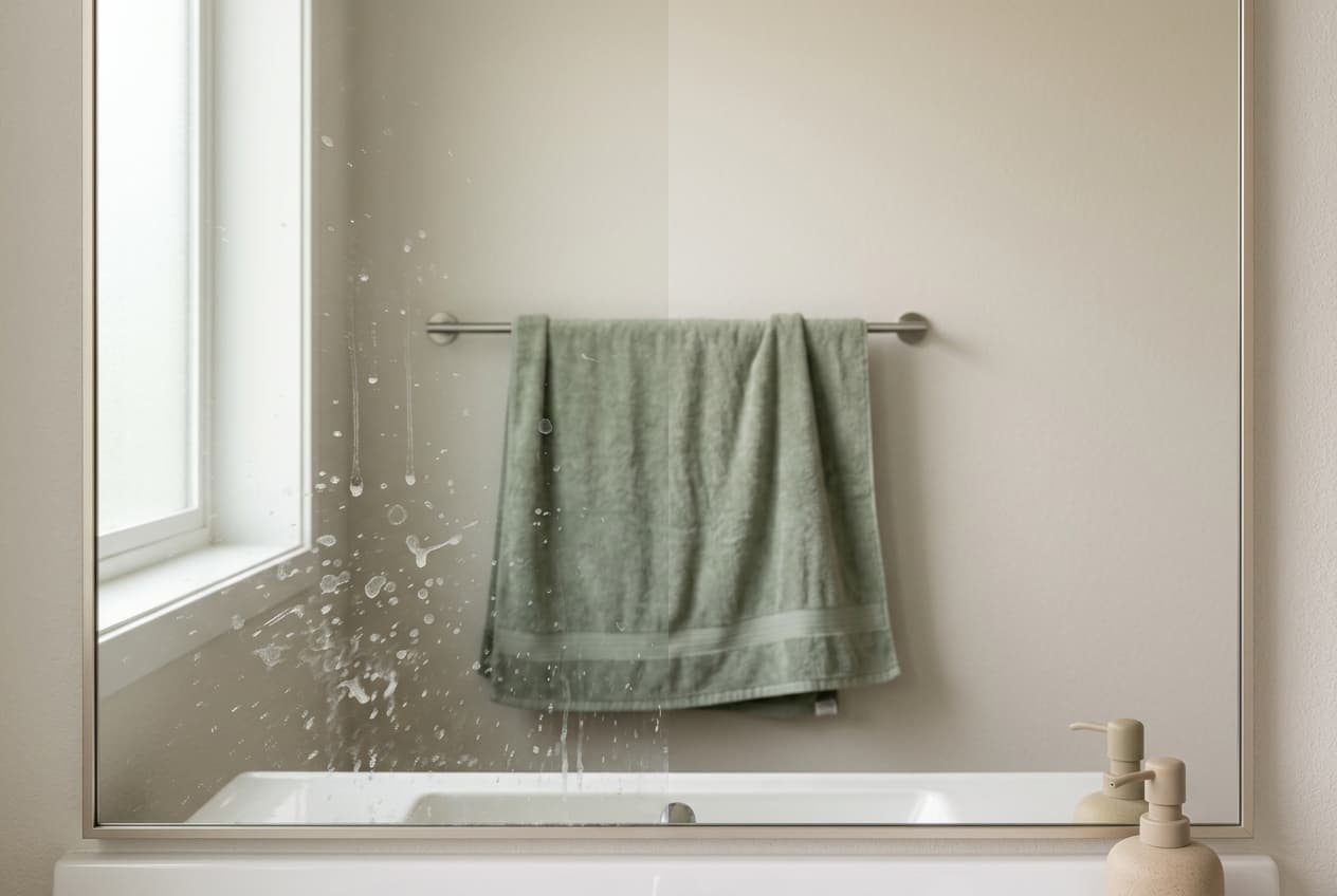 Carrelage de douche entartré à gauche, carrelage propre à droite