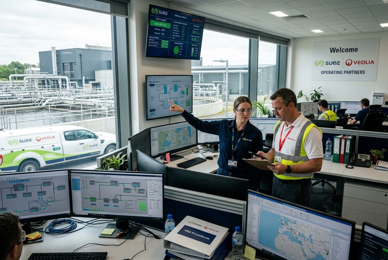 Salle de contrôle eau potable Veolia et Suez, équipe de surveillance des réseaux de distribution